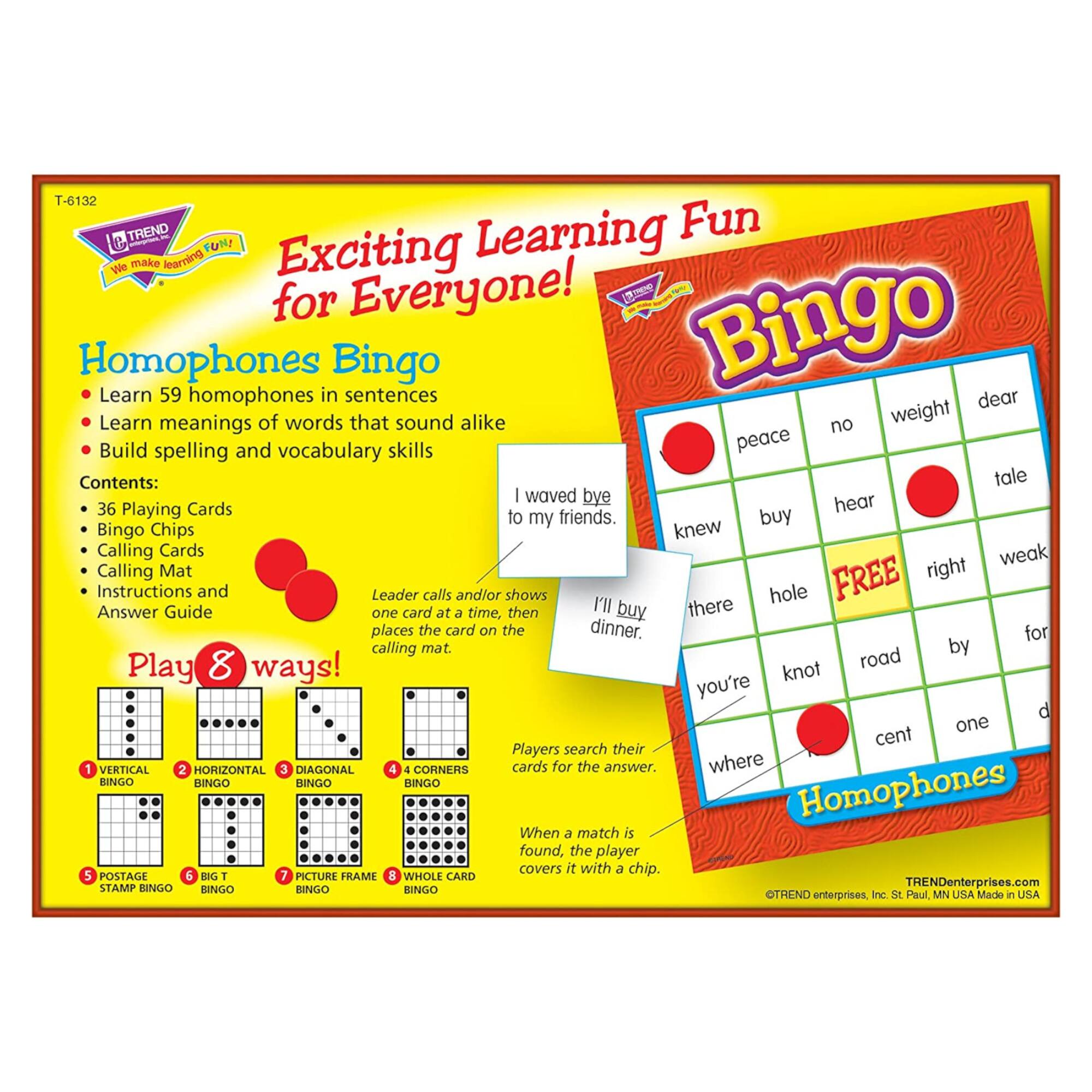 Trend Enterprises® Homophones Bingo